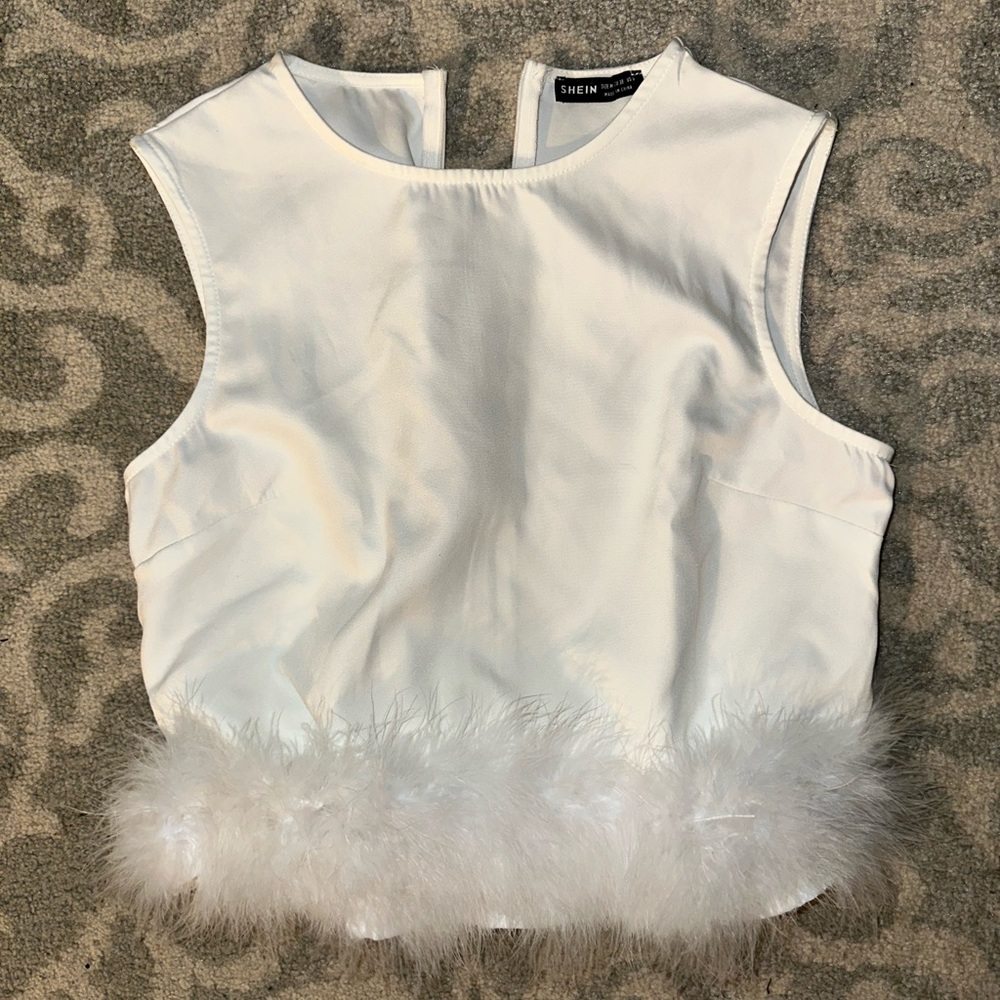 Shein White Feather Tank Top